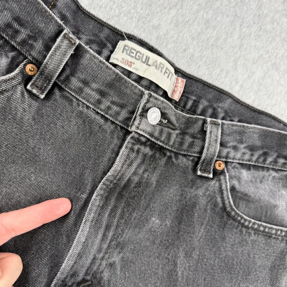 Vintage Levis 505 Jeans‎ Mens Fits 36x29 Black Denim Faded Straight Leg Casual